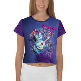 Mystic Mountain Escape Women's Crop Tee with mountain design.